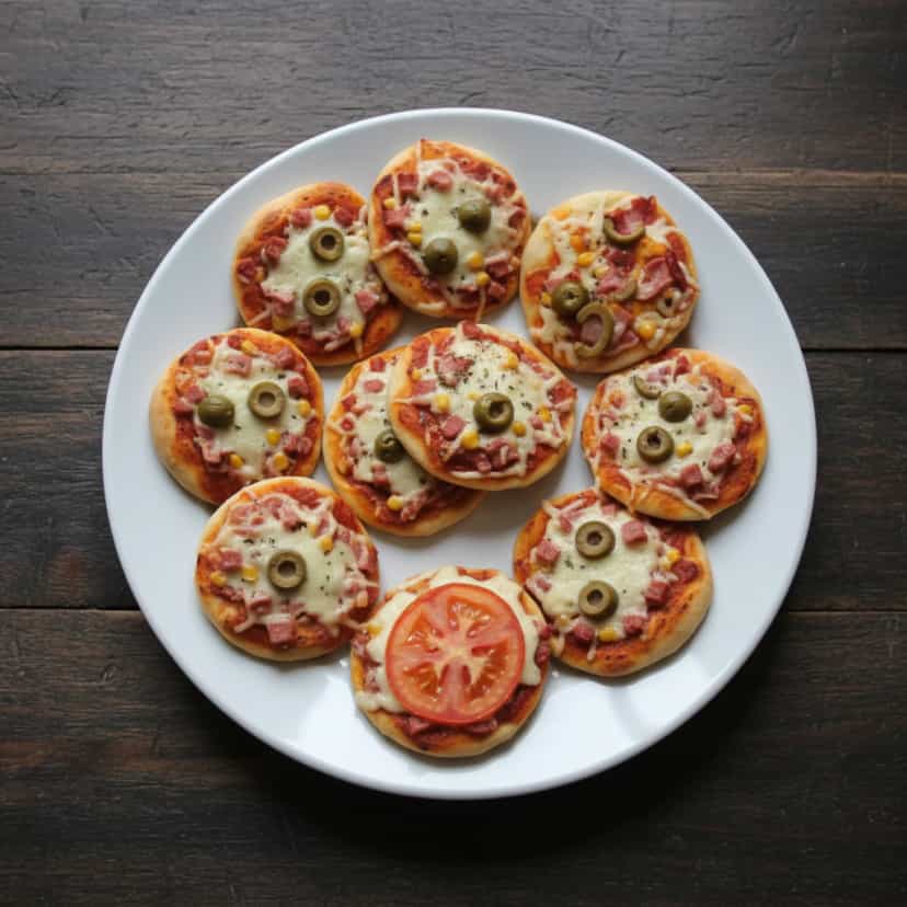 Foto deliciosa de Mini Pizzas Caseiras pronta para servir - Salgadinhos