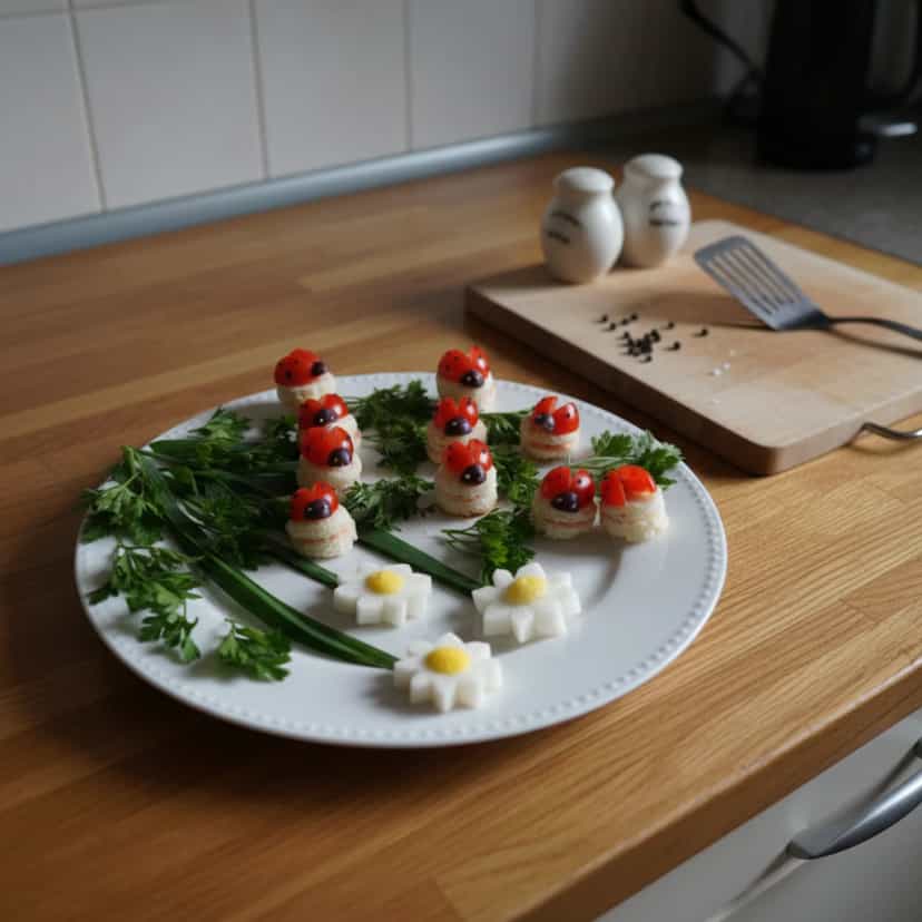 Foto deliciosa de Mini Sanduíches de Joaninha pronta para servir - Salgadinhos
