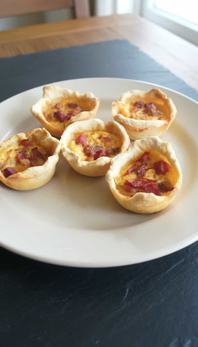Foto deliciosa de Miniquiches de Presunto e Queijo pronta para servir - Salgadinhos