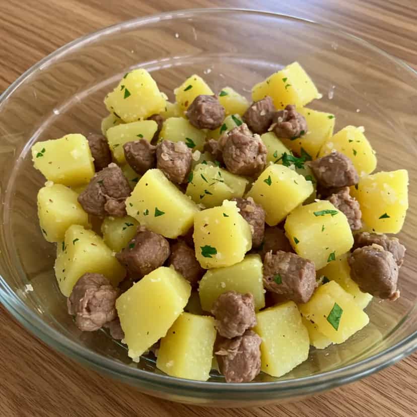 Foto deliciosa de Moela de frango com batata pronta para servir - Carnes & Frango
