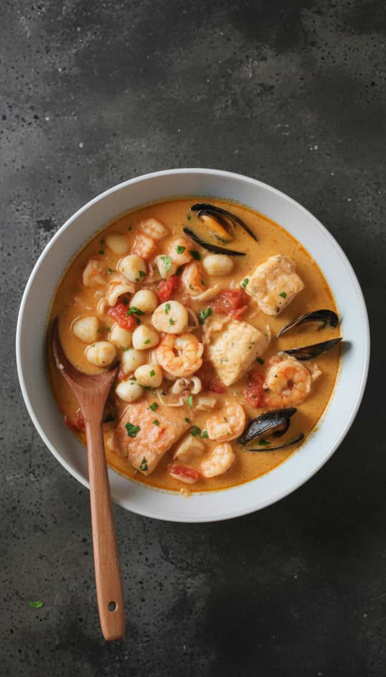 Foto deliciosa de Moqueca Baiana de Badejo e Camarão pronta para servir - Peixes & Frutos do Mar