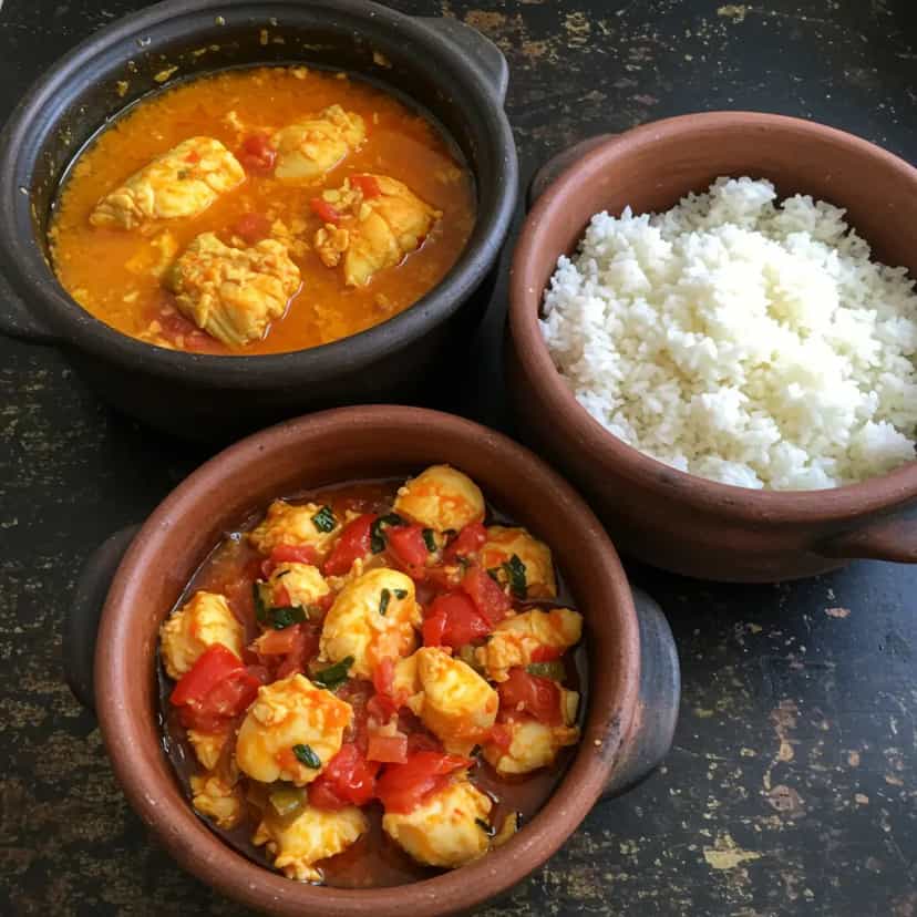 Foto deliciosa de Moqueca Capixaba de Abbadejo e Camarão pronta para servir - Peixes & Frutos do Mar
