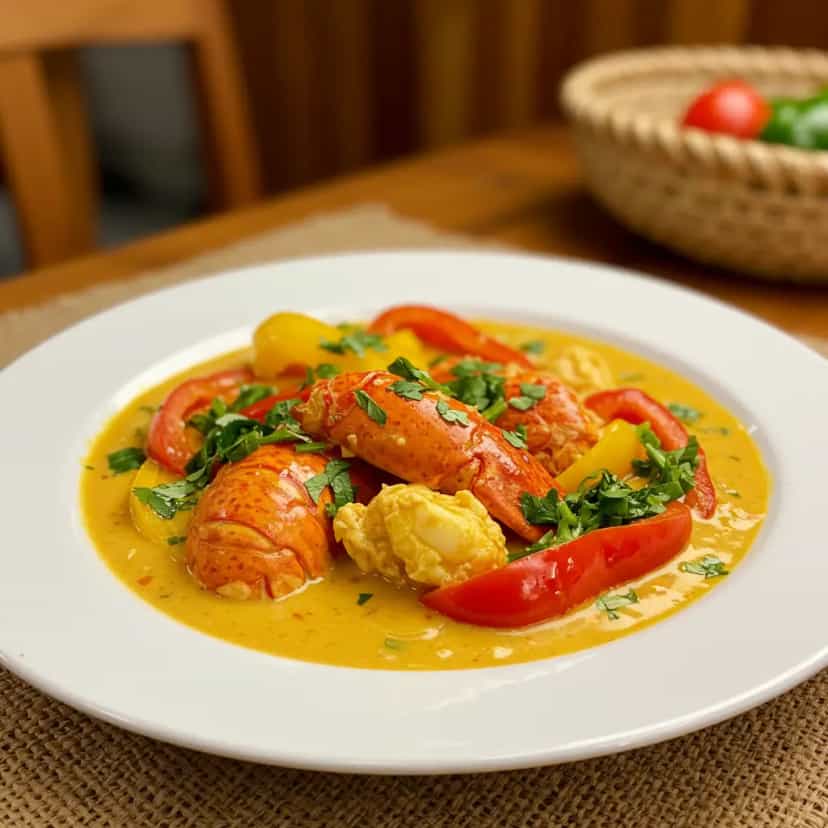 Foto deliciosa de Moqueca de lagosta pronta para servir - Peixes & Frutos do Mar
