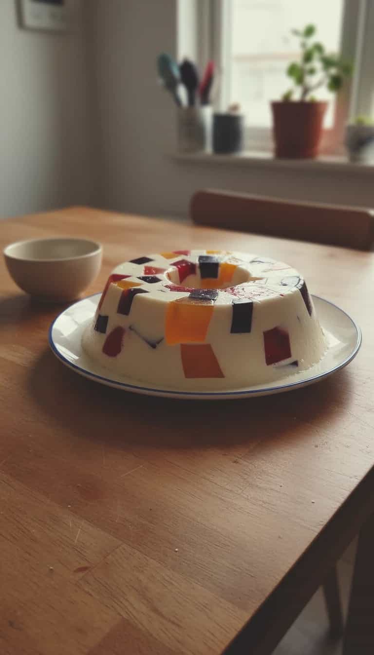 Foto deliciosa de Mosaico de Gelatinas Coloridas pronta para servir - Doces Gelados & Sorvetes