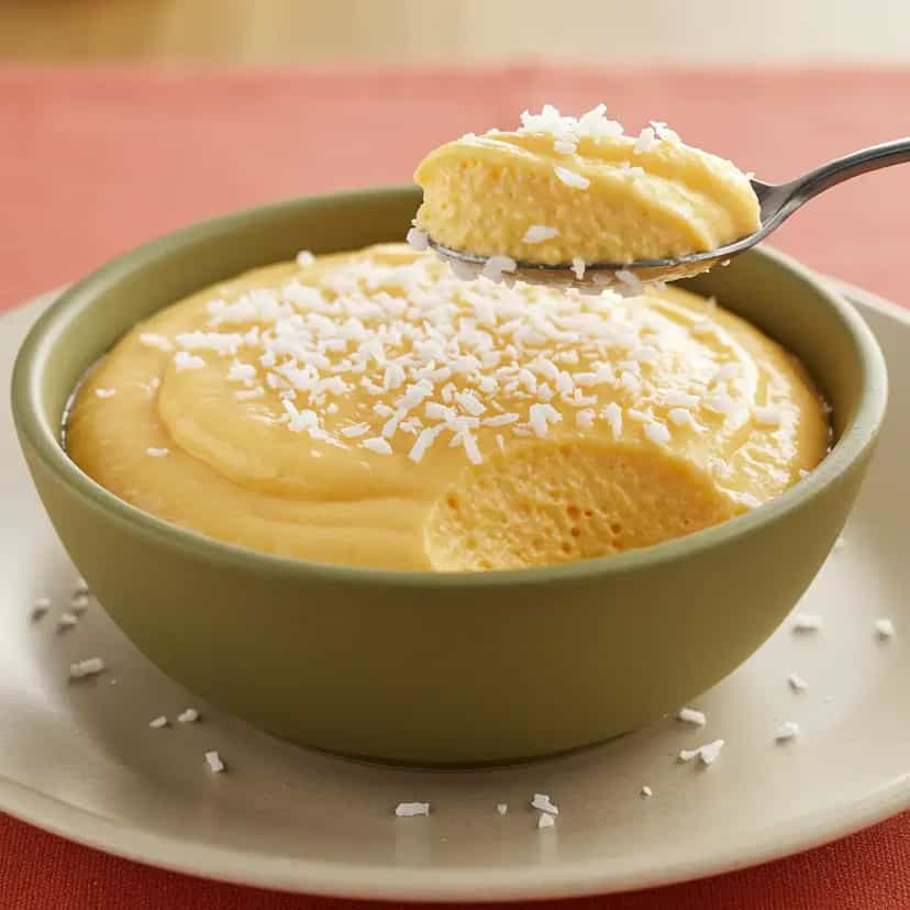 Foto deliciosa de Mousse Cremosa de Abóbora com Coco pronta para servir - Pudins & Cremes