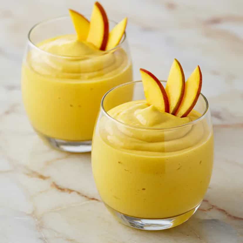 Foto deliciosa de Mousse Cremoso de Manga pronta para servir - Pudins & Cremes