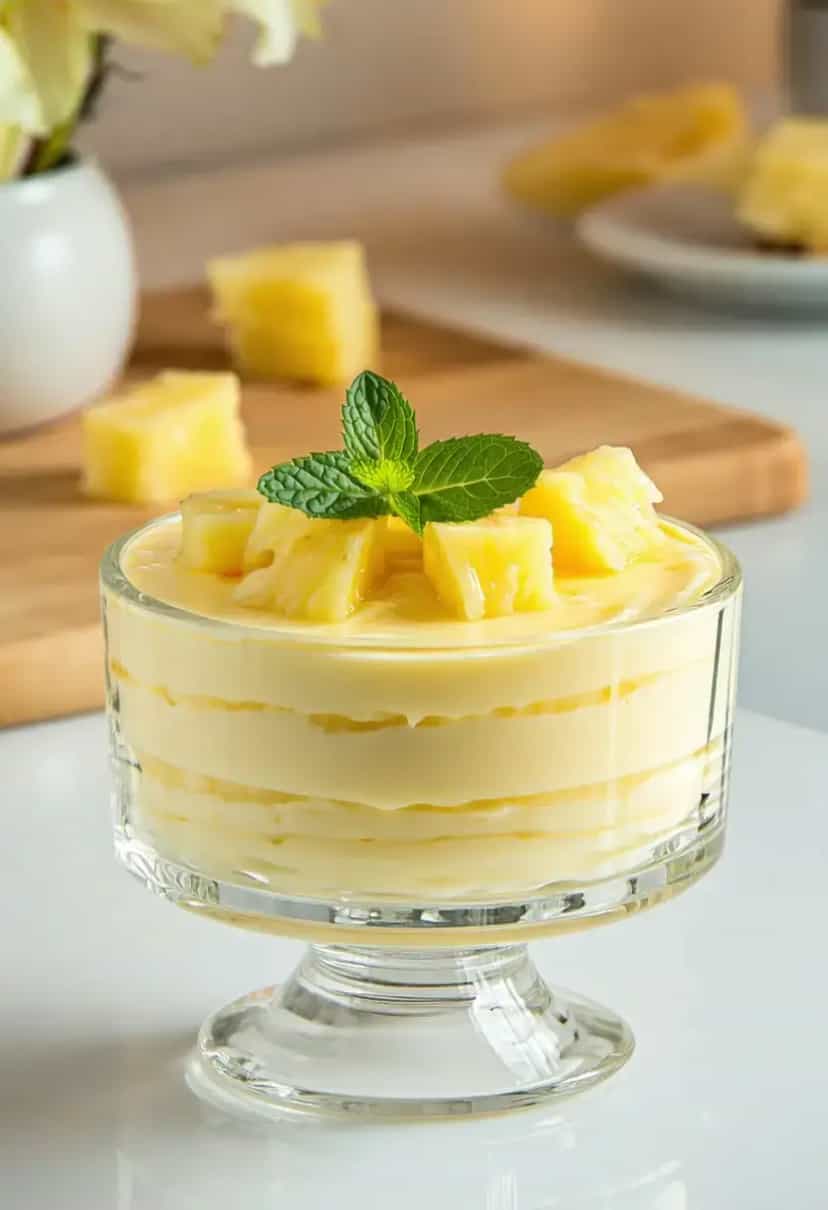 Foto deliciosa de Mousse de Abacaxi Simples pronta para servir - Pudins & Cremes