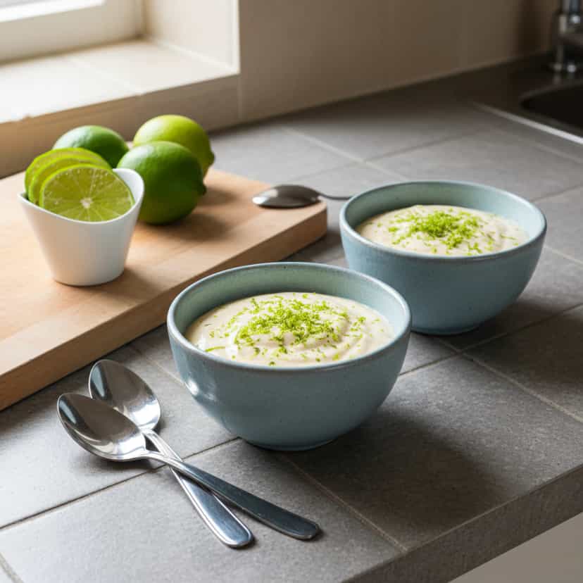 Foto deliciosa de Mousse de Limão com Cobertura Trufada pronta para servir - Pudins & Cremes
