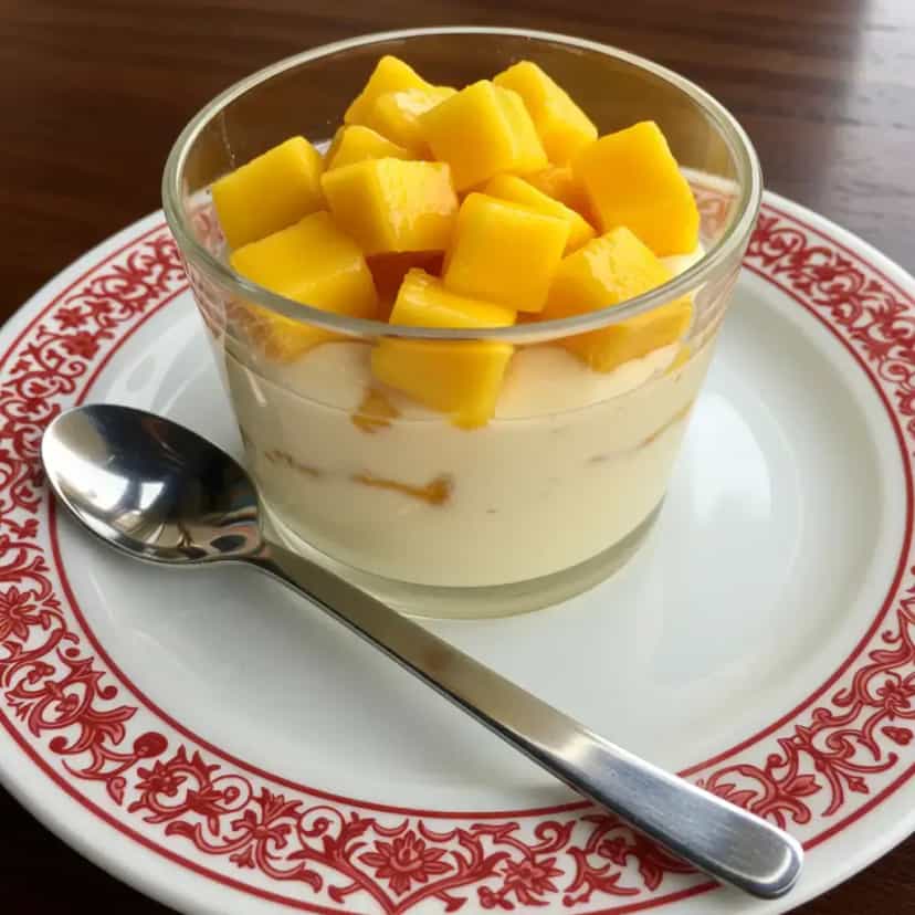 Foto deliciosa de Mousse de Manga Tropical pronta para servir - Pudins & Cremes