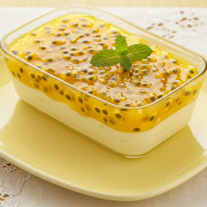 Foto deliciosa de Mousse de Maracujá com Calda Deliciosa pronta para servir - Pudins & Cremes