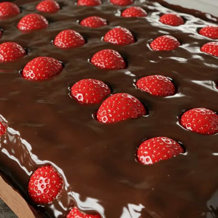 Foto deliciosa de Mousse de Morango com Ganache pronta para servir - Pudins & Cremes