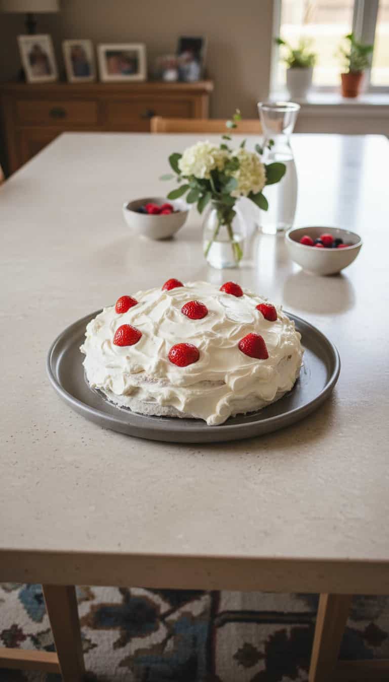 Foto deliciosa de Mousse de Morango com Suspiro pronta para servir - Pudins & Cremes