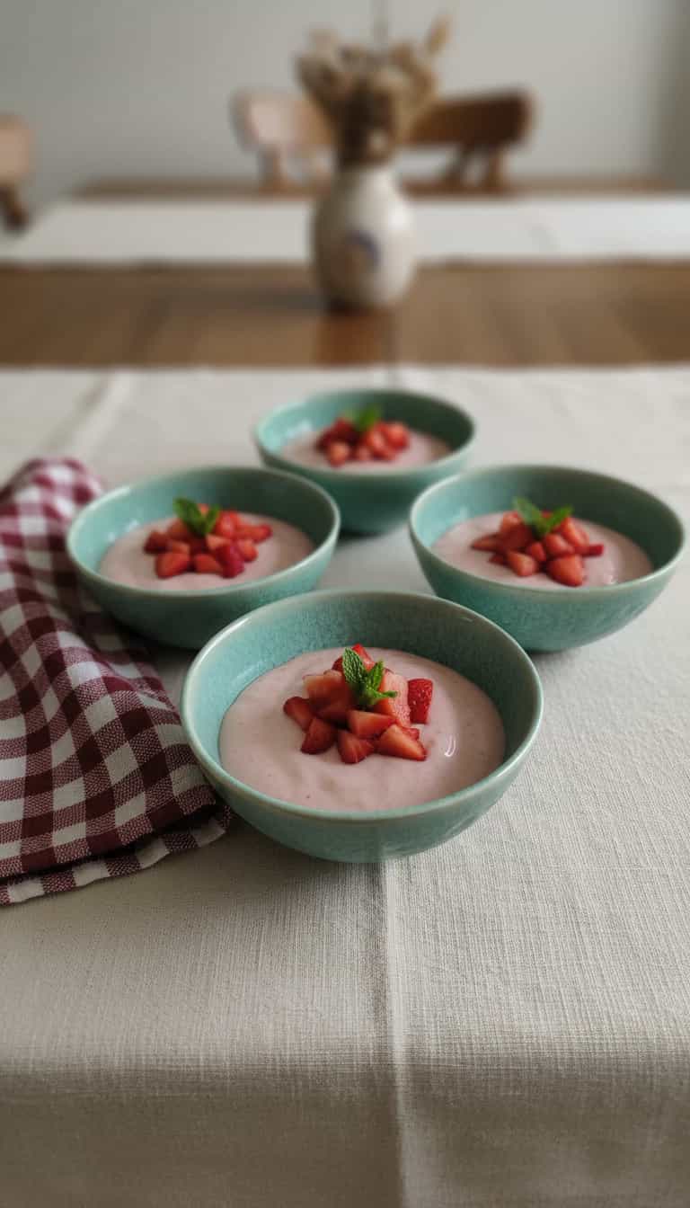 Foto deliciosa de Mousse de Morango Cremoso pronta para servir - Pudins & Cremes