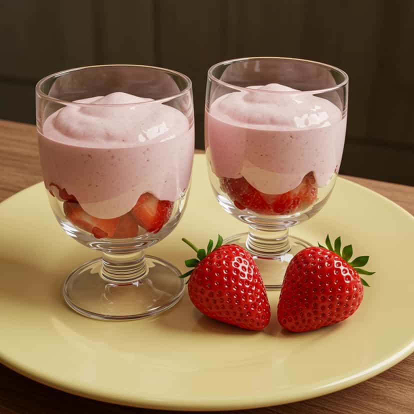 Foto deliciosa de Mousse de Morango Rápida e Deliciosa pronta para servir - Pudins & Cremes