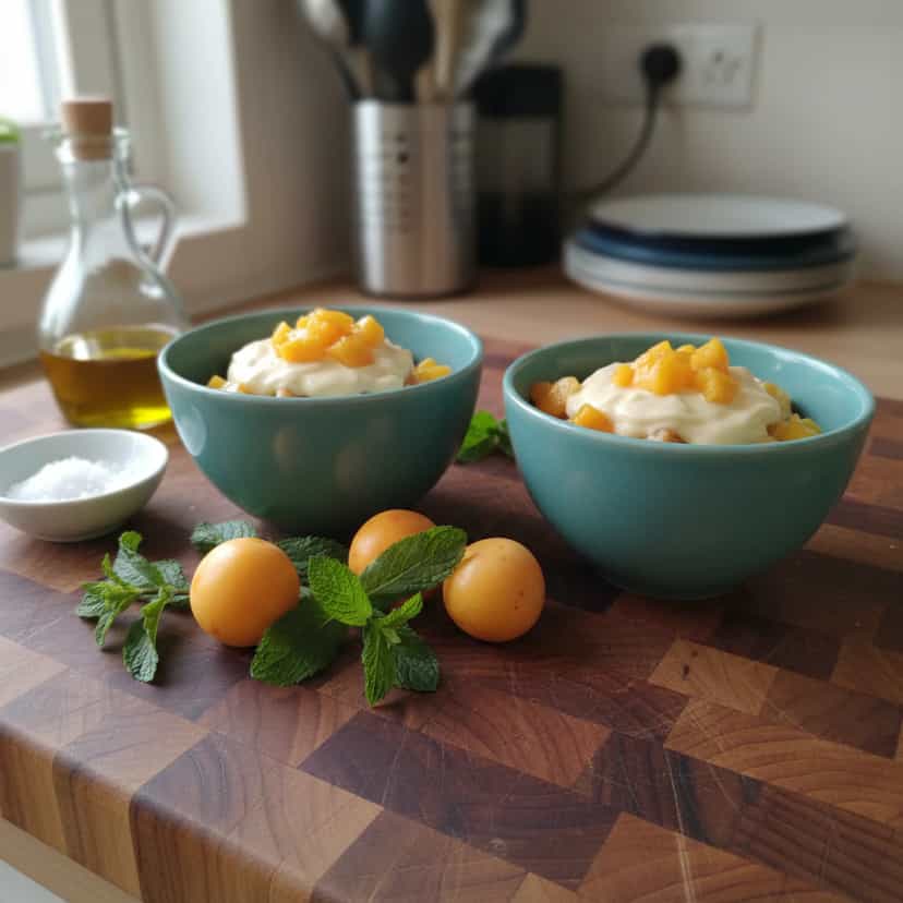 Foto deliciosa de Mousse de Pêssego Cremoso pronta para servir - Pudins & Cremes