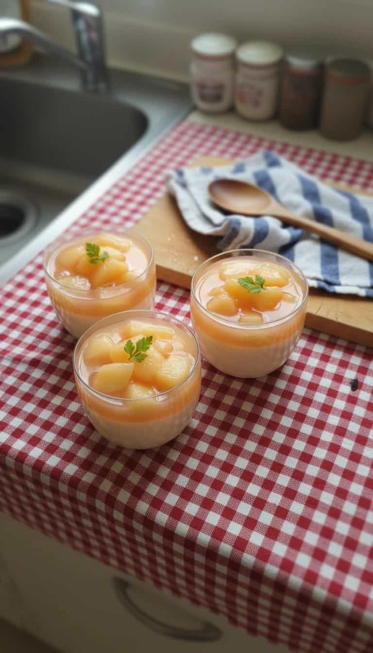 Foto deliciosa de Mousse de Pêssego Cremoso pronta para servir - Pudins & Cremes