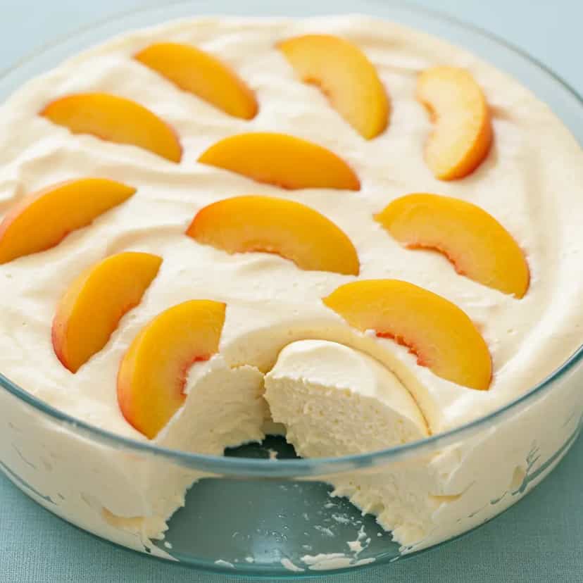 Foto deliciosa de Mousse de Pêssego Cremoso pronta para servir - Pudins & Cremes