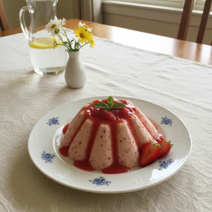 Foto deliciosa de Mousse de Sagu com Morango pronta para servir - Pudins & Cremes