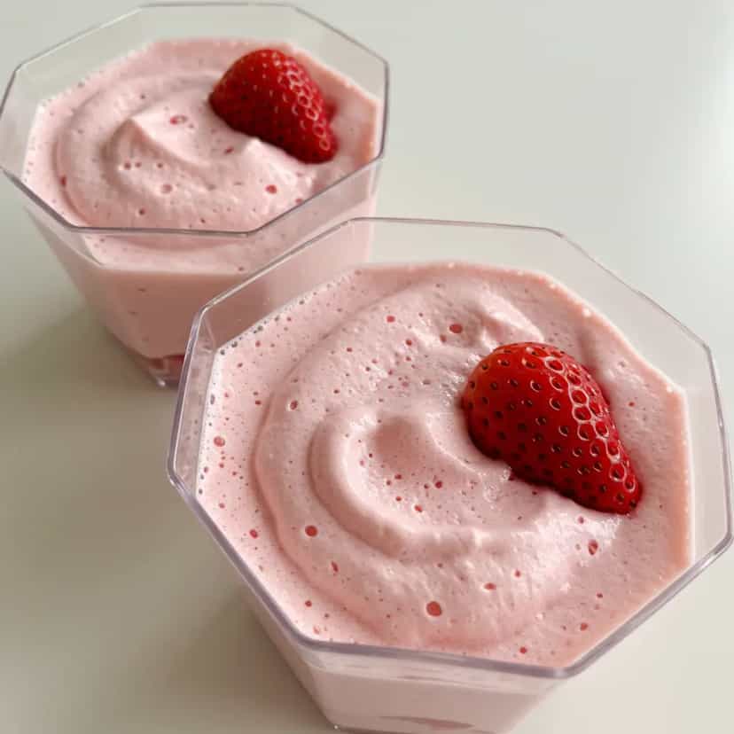 Foto deliciosa de Mousse Light de Morango pronta para servir - Pudins & Cremes