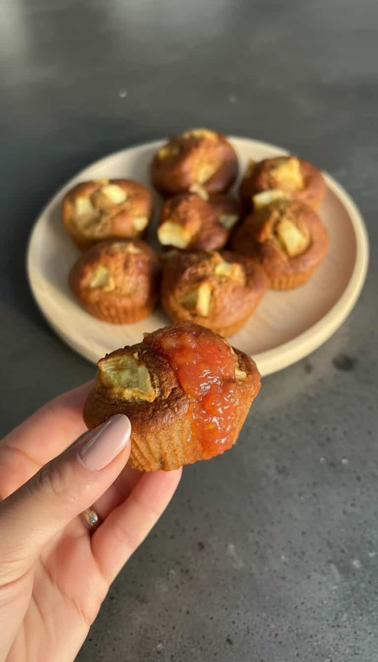 Foto deliciosa de Muffin de Maçã com Geleia Sem Glúten pronta para servir - Snacks Assados