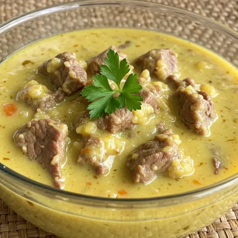 Foto deliciosa de Mungunzá Salgado com Carnes pronta para servir - Pratos Brasileiros Icônicos
