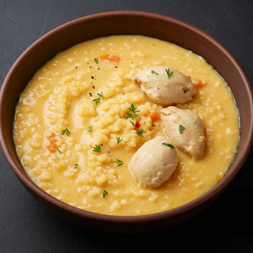 Foto deliciosa de Munguzá Cremoso com Frango pronta para servir - Carnes & Frango