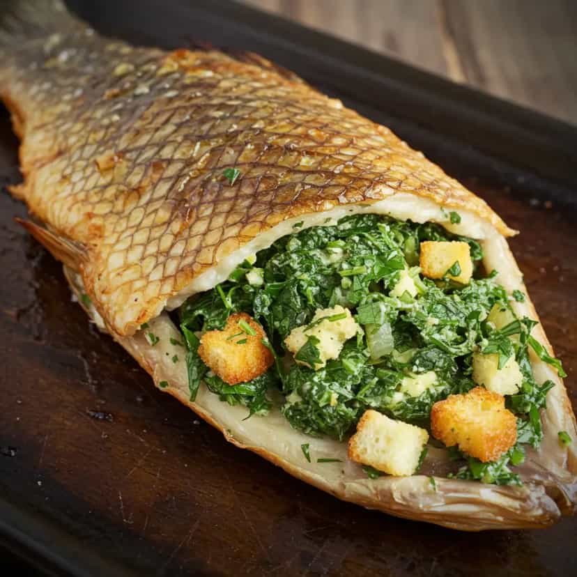 Foto deliciosa de Namorado Recheado com Ervas Frescas pronta para servir - Peixes & Frutos do Mar
