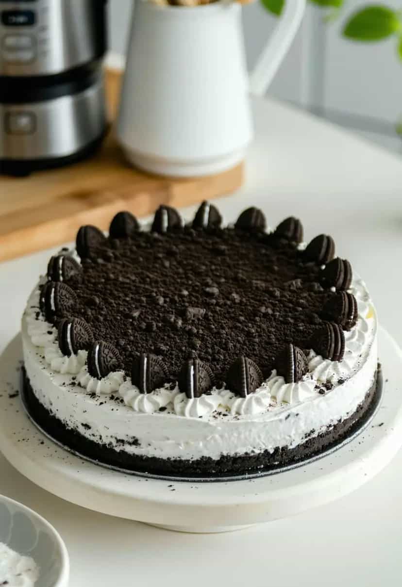 Foto deliciosa de Cheesecake Oreo Sem Assar pronta para servir - Sem Assar
