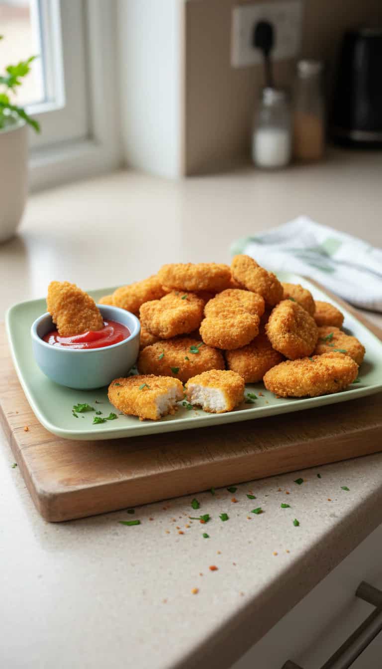 Foto deliciosa de Nuggets de Frango Crocantes ao Forno pronta para servir - Salgadinhos