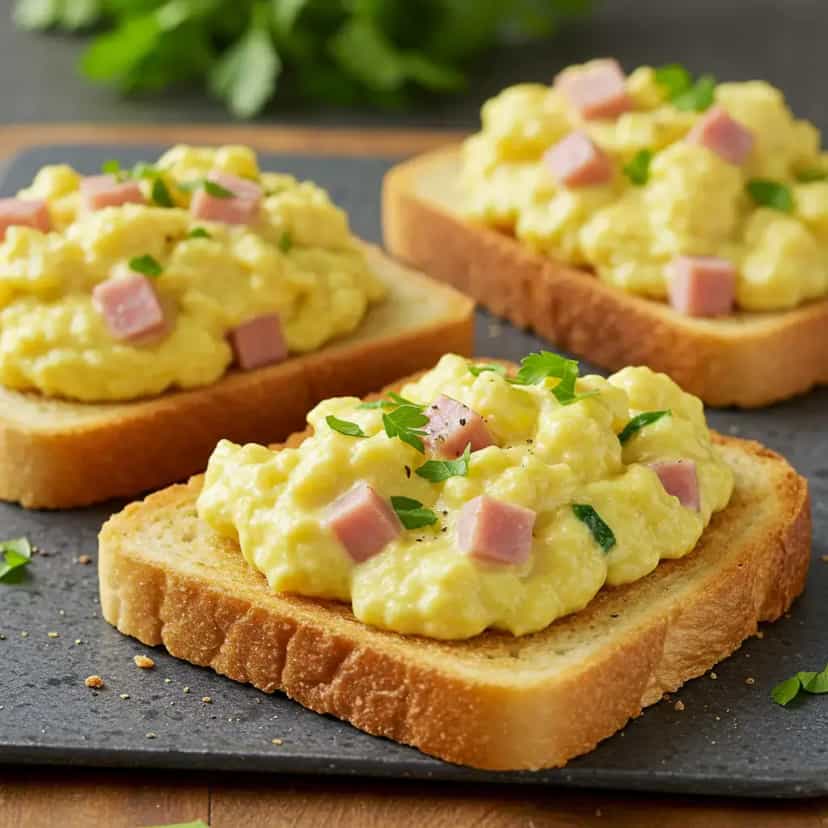Foto deliciosa de Omelete Cremosa com Presunto e Queijo pronta para servir - Brunch