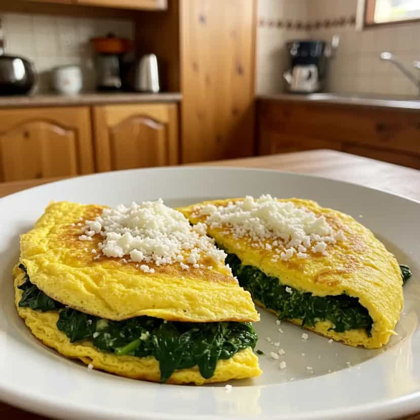 Foto deliciosa de Omelete de Claras com Espinafre pronta para servir - Receitas Fit