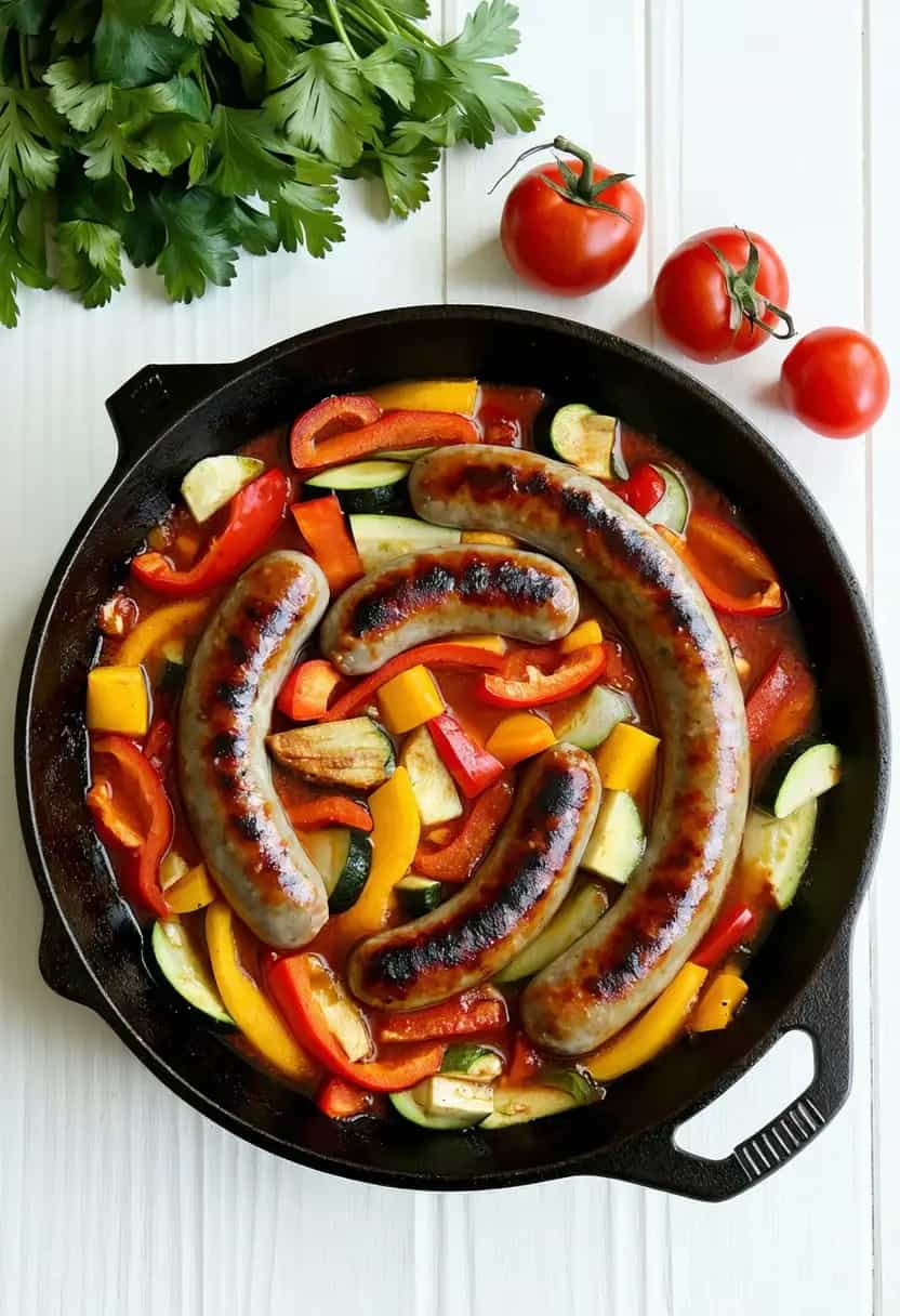 Linguiça Italiana e Legumes para uma Pessoa