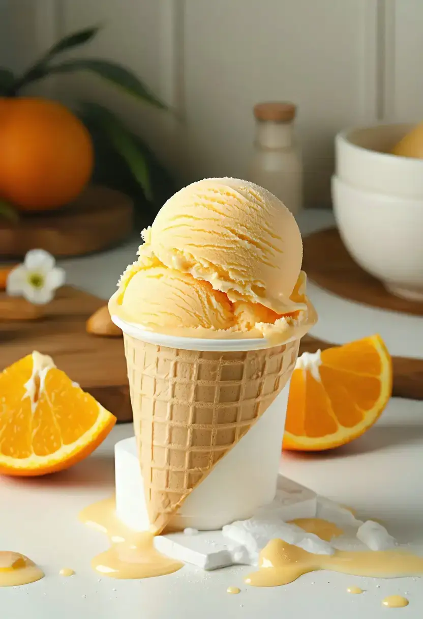 Foto deliciosa de Sorvete de Laranja Creamsicle pronta para servir - Doces Gelados & Sorvetes