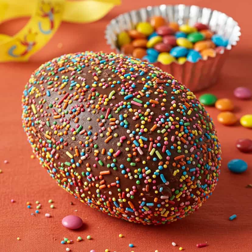 Foto deliciosa de Ovo de Chocolate com Confeitos pronta para servir - Outras Receitas