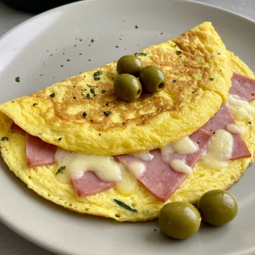 Foto deliciosa de Ovos Mexidos com Queijo e Lombinho pronta para servir - Ovos