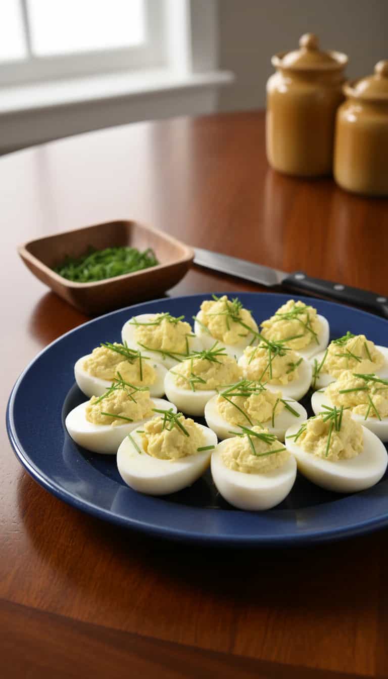Foto deliciosa de Ovos Recheados com Atum pronta para servir - Salgadinhos