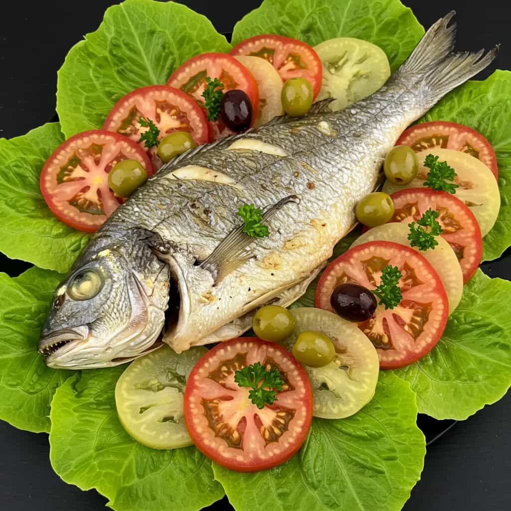 Pacú Assado com Vinagrete de Pimentões