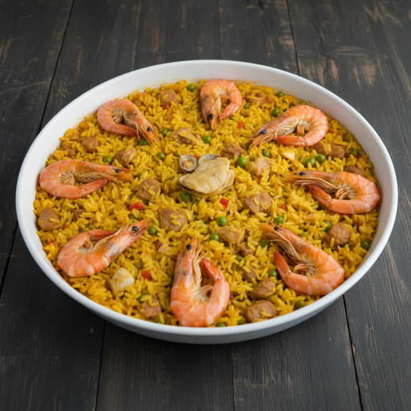 Foto deliciosa de Paella Brasileira de Frutos do Mar pronta para servir - Peixes & Frutos do Mar