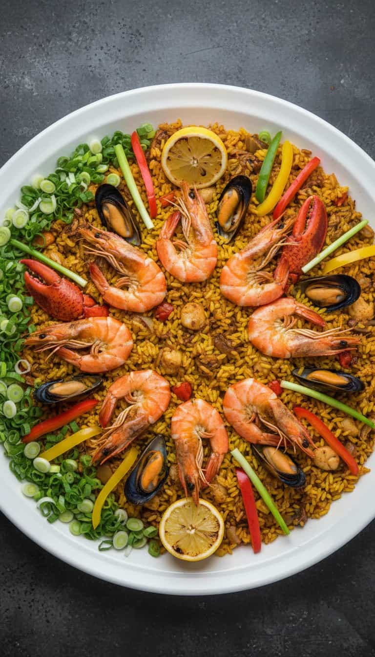 Foto deliciosa de Paella Brasileira de Frutos do Mar pronta para servir - Peixes & Frutos do Mar