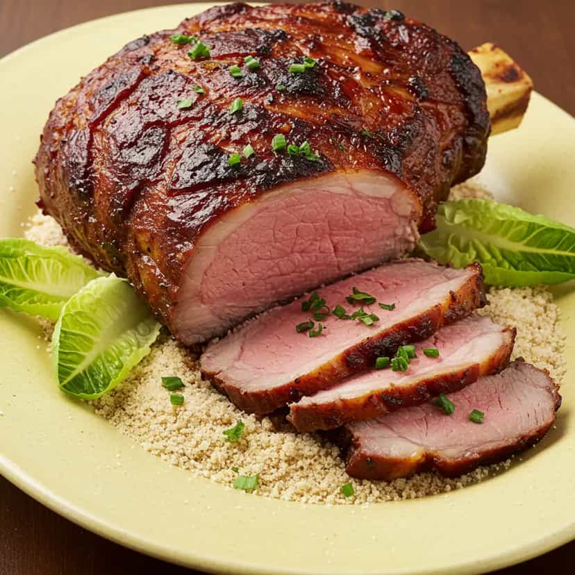 Foto deliciosa de Paleta Suína Assada com Cerveja Preta pronta para servir - Carnes & Frango