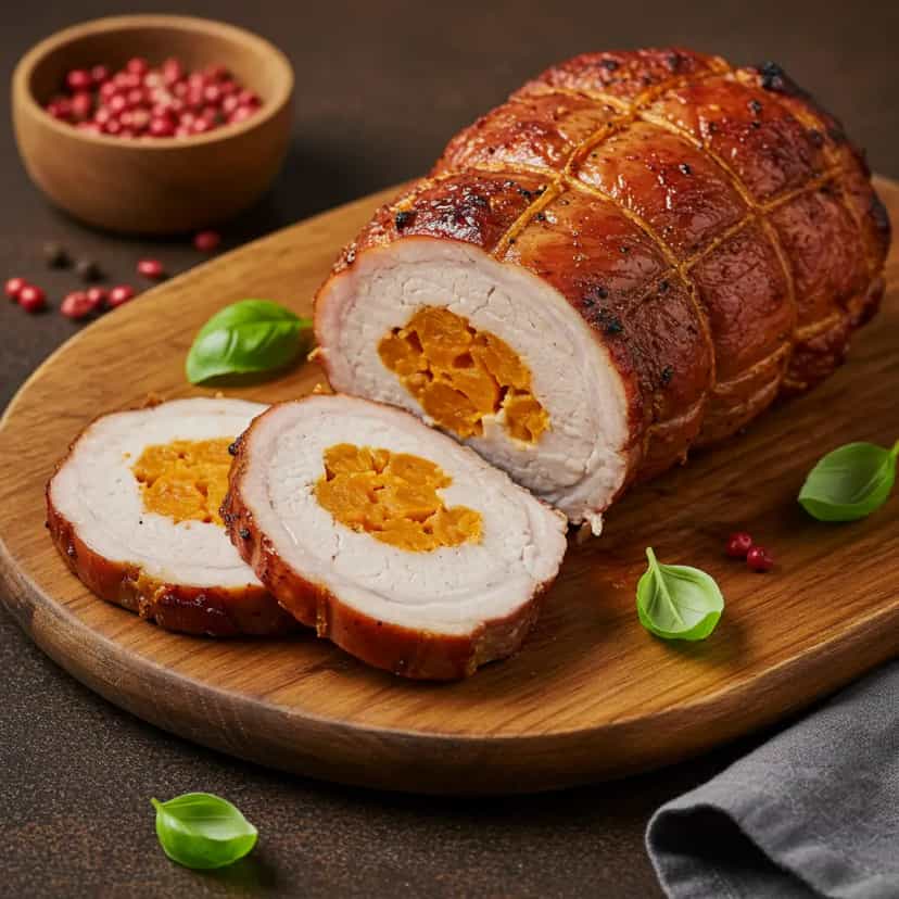 Foto deliciosa de Paleta Suína Recheada pronta para servir - Carnes & Frango