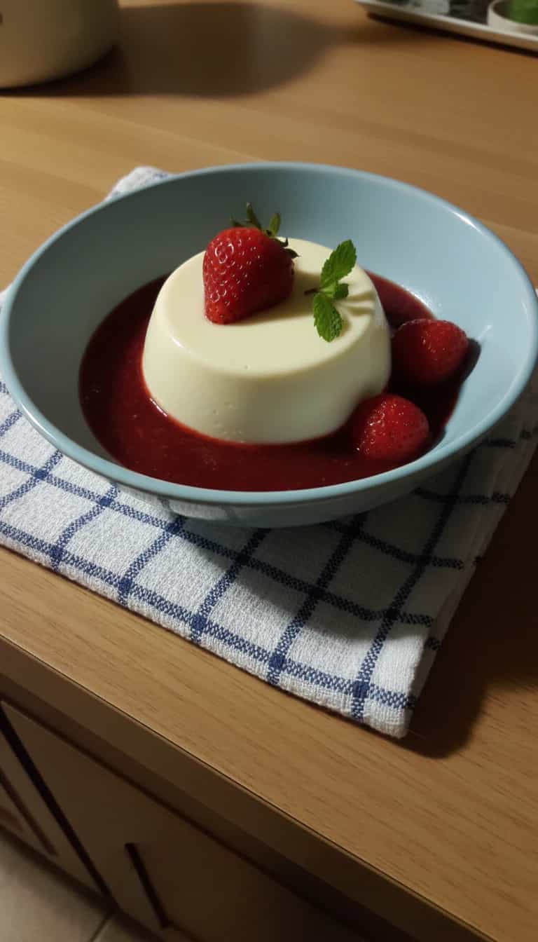 Foto deliciosa de Panacota de Morango: Receita Clássica pronta para servir - Pudins & Cremes