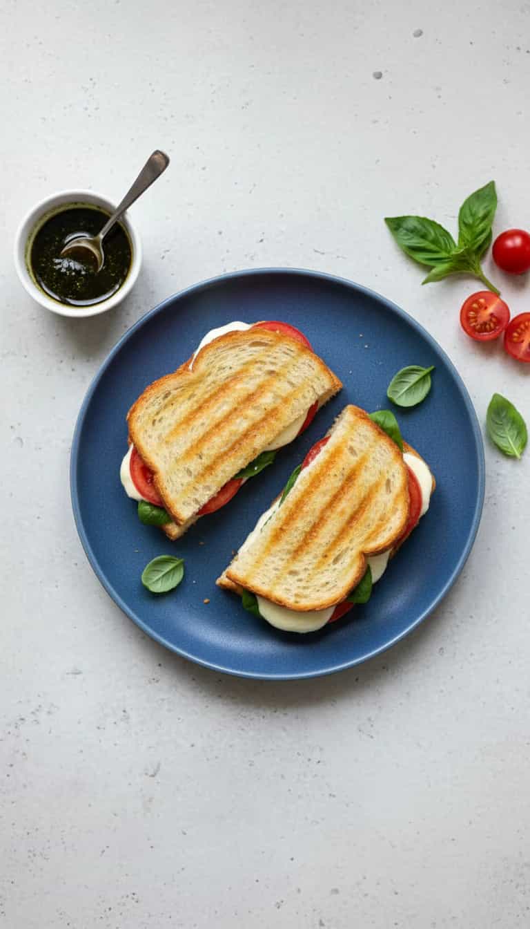 Foto deliciosa de Panini Caprese pronta para servir - Lanches de Padaria