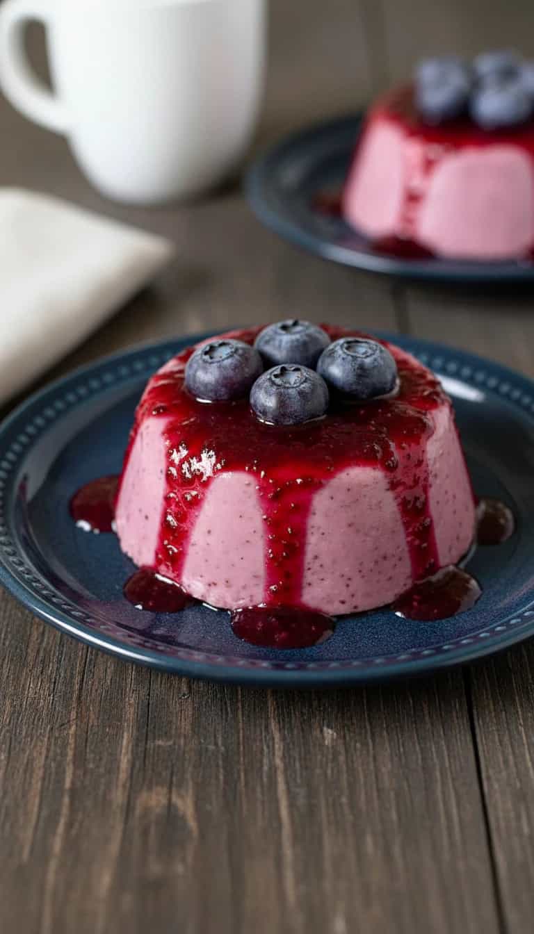 Foto deliciosa de Panna Cotta de Blueberry pronta para servir - Pudins & Cremes
