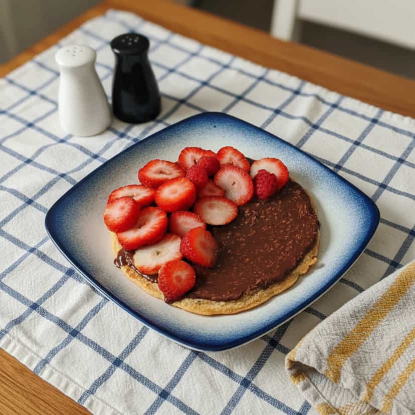 Foto deliciosa de Panqueca Proteica de Morango pronta para servir - Panquecas & Waffles