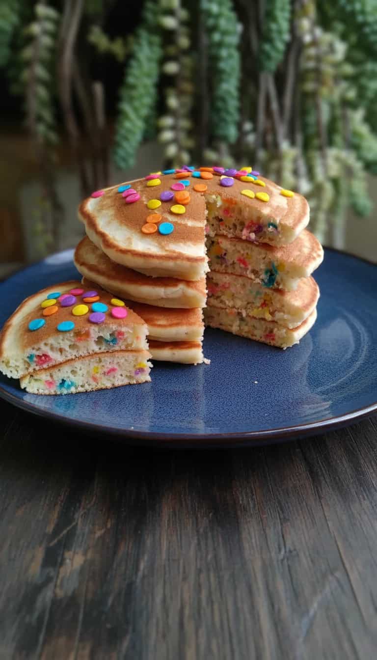 Foto deliciosa de Panqueca Vegana Colorida pronta para servir - Panquecas & Waffles