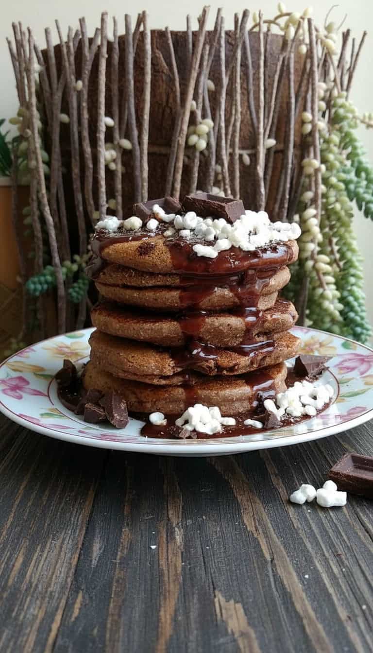 Foto deliciosa de Panqueca Vegana de Chocolate pronta para servir - Panquecas & Waffles