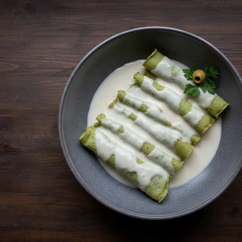 Foto deliciosa de Panqueca Verde Nutritiva pronta para servir - Panquecas & Waffles