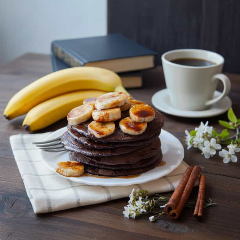 Foto deliciosa de Panquecas de Chocolate Deliciosas pronta para servir - Panquecas & Waffles
