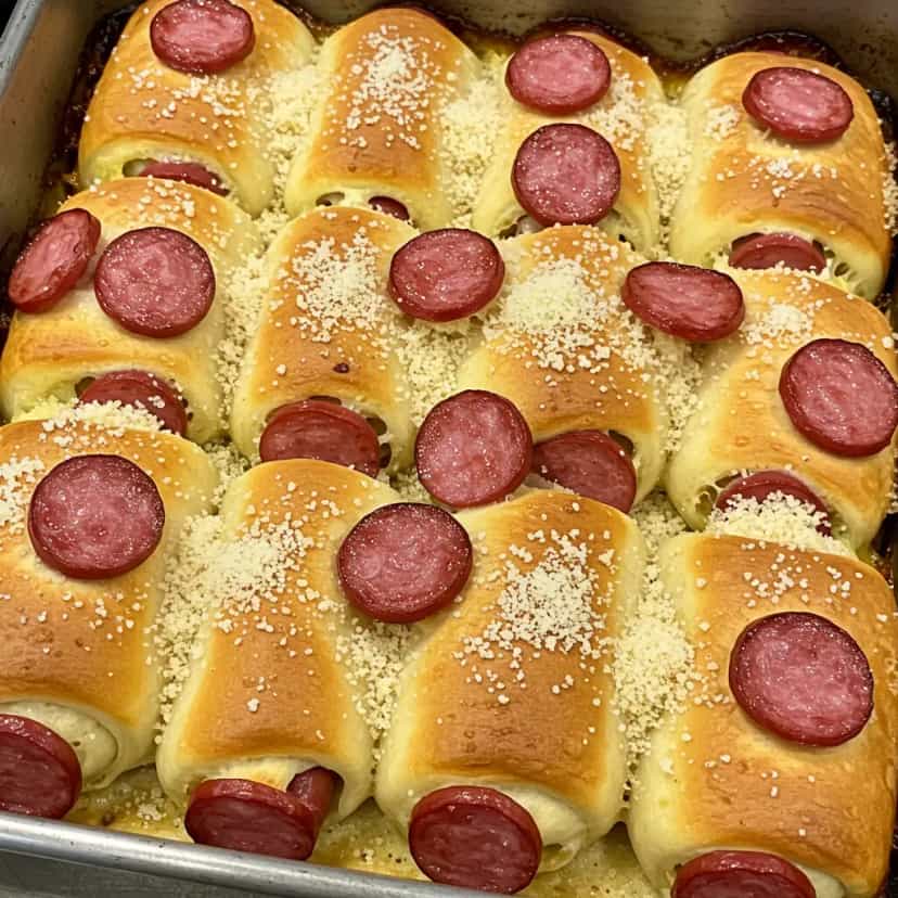 Foto deliciosa de Panquecas de Salsicha ao Forno pronta para servir - Pizzas & Salgados